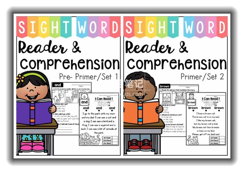 《Sight Word Read Comprehension高频词阅读理解练习册》全3册共200多页，百度云网盘下载！_小萌芽笔记